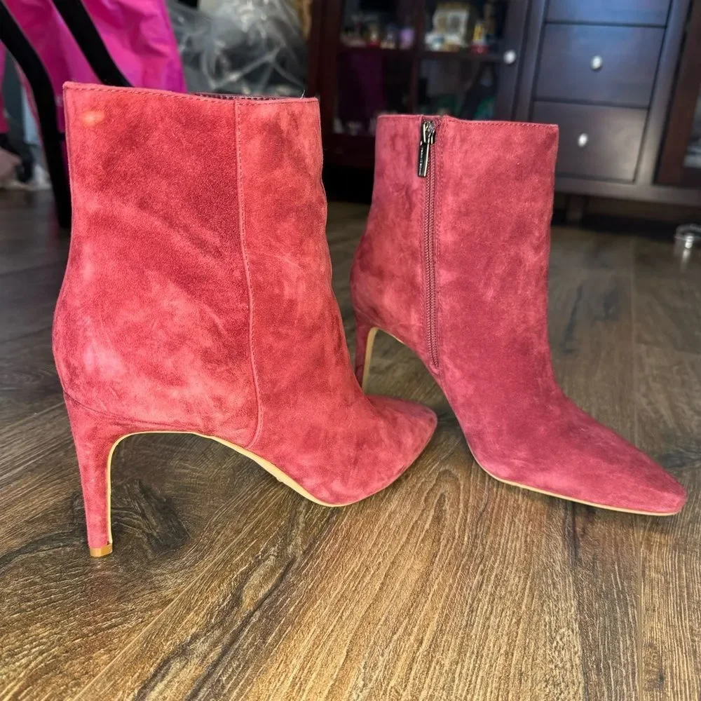 Vince Camuto Allost Stiletto Bootie in Fired Brick Suede Size 9M - Picture 7 of 7